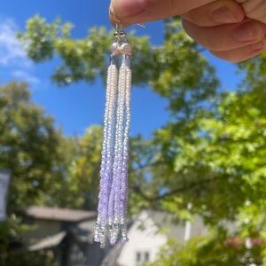 Lavender and Pearl Beaded Dangle Earrings